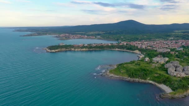 Aerial View Bulgarian Seaside Town Tsarevo — ストック動画