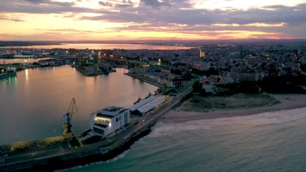 Αεροφωτογραφία Του Λιμανιού Του Μπουργκάς Στη Βουλγαρία — Αρχείο Βίντεο