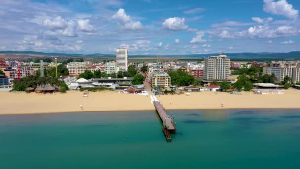 Słoneczna Plaża Popularny Ośrodek Wypoczynkowy Bułgarii — Wideo stockowe