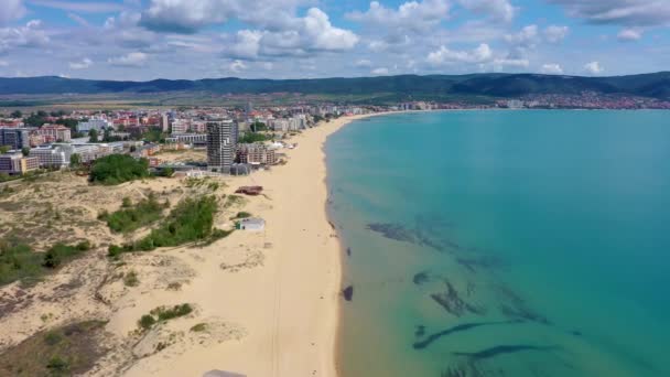 Słoneczna Plaża Popularny Ośrodek Wypoczynkowy Bułgarii — Wideo stockowe