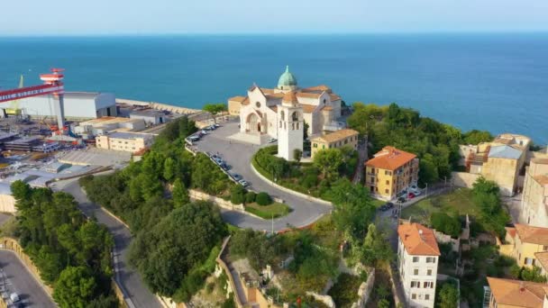 Vista Aérea Catedral San Ciriaco Ciudad Italiana Ancona — Vídeo de stock