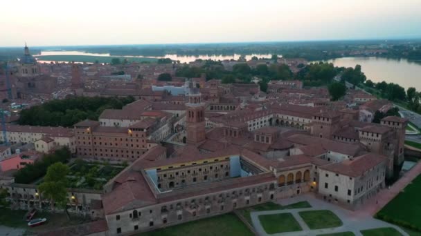 Sunset Aerial View Italian Town Mantua — Stock Video