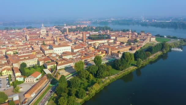 Aerial View Italian Town Mantua — стоковое видео