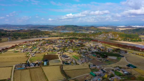 Aerial View Hahoe Folk Village Republic Korea — Stock Video
