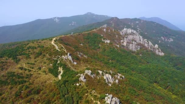 Widok Lotu Ptaka Twierdzę Geumjeong Niedaleko Pusanu Republika Korei — Wideo stockowe