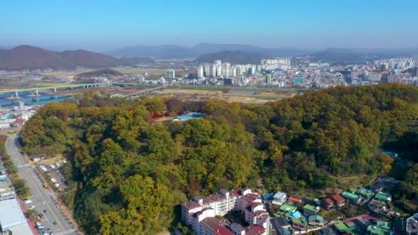 大韩民国贡州贡桑松要塞的空中景观 — 图库视频影像