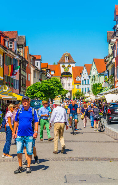 MEERSBURG, GERMANY, JULY 24, 2016: People are walking through the main alley of the german city Meersbur