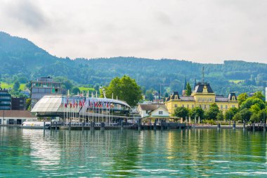 BREGENZ, AUSTRIA, 25 Temmuz 2016: Bregenz, Avustralya yakınlarındaki Bodensee 'de bulunan marina manzarası