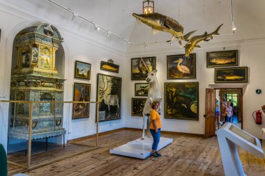 HELLBRUNN, AUSTRIA, 30 Temmuz 2016: Avusturya 'nın Salzburg yakınlarındaki Hellbrunn Sarayı' nın İçi.