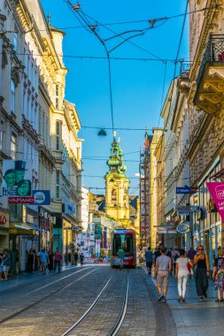 LINZ, AUSTRIA, 30 Temmuz 2016: Avusturya 'nın Linz kentindeki Landstrasse caddesinde yer alan Ursulinenkirche Kilisesi.
