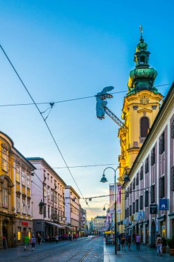 LINZ, AUSTRIA, 30 Temmuz 2016: Avusturya 'nın Linz kentindeki Landstrasse caddesinde yer alan Ursulinenkirche Kilisesi.