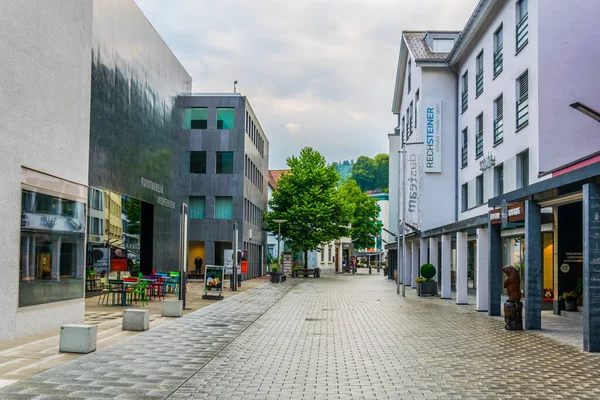 VADUZ, LIECHTENSTEIN, 25 Temmuz 2016: İnsanlar Vaduz, Lihtenştayn 'ın tarihi merkezinde dolaşıyorlar