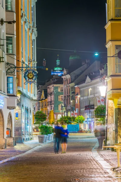 Innsbruck Austria July 2016 Night View Herzog Friedrich Strasse Street — Stock Photo, Image