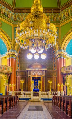 SOFIA, BULGARIA, SEPTEMBER 17, 2014: Interior of the synagogue in Sofia.