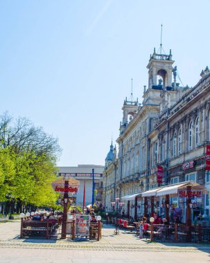 RUSE, BULGARIA, MARCH 5, 2015: people are walking on the street leading to the main square of bulgarian city ruse.