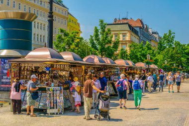 BRATISLAVA, SLOVAKIA, MAY 28, 2016: people are strolling through hviezdoslav square in Bratislava, Slovakia