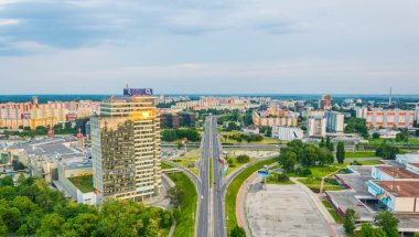 BRATISLAVA, SLOVAKIA, 28 Mayıs 2016: Slovakya 'nın Bratislava bölgesinin hava manzarası