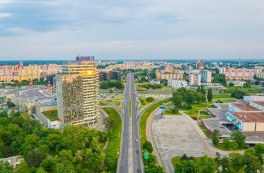 BRATISLAVA, SLOVAKIA, 28 Mayıs 2016: Slovakya 'nın Bratislava bölgesinin hava manzarası