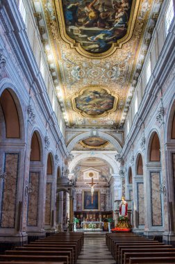 SORRENTO, ITALY, JUNE 30, 2014: View over interior of church of san francesco in italian sorrento.