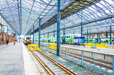 HELSINKI, FINLAND, 17 AĞUSTOS 2016: Helsinki Finlandiya 'daki ana tren istasyonu