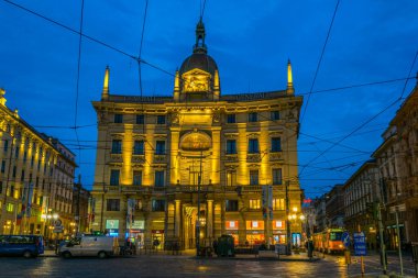 MILANO, ITALY, MARCH 13, 2016: View of the generali building situated on the piazza cordusio in milano, italy.
