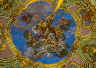 GENOA, İtalya, 13 Mart 2016: İtalyan kenti Genoa 'daki sarayın dekoratif tavan manzarası.