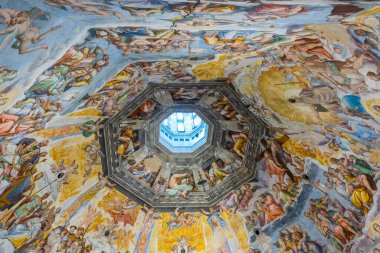 FLORENCE, ITALY, 15 Mart 2016: İtalya 'daki Santa Maria del Fiore' un Floransa Katedrali 'nde Kubbe' nin içinde Yargı Günü.