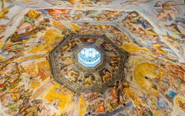 FLORENCE, ITALY, 15 Mart 2016: İtalya 'daki Santa Maria del Fiore' un Floransa Katedrali 'nde Kubbe' nin içinde Yargı Günü.