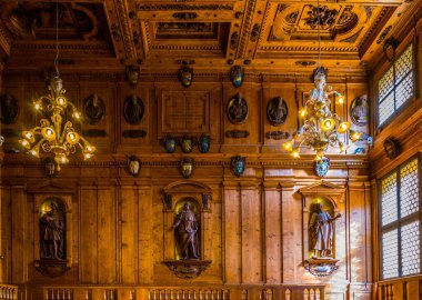 BOLOGNA, İtalya, 17 Mart 2016: İtalyan şehri Bolonya 'da anatomi öğrencilerinin anatomi derslerini verdikleri teatro anatomisinin bir konferans salonuna bakınız.