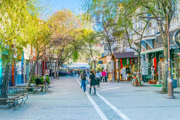 BLAGOEVGRAD, BULGARIA, 1 Nisan 2017: Blagoevgrad Bulgaristan 'da bir cadde manzarası