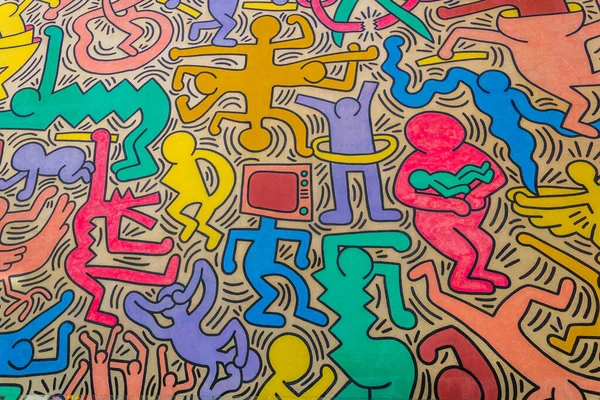 Pisa Italy March 2016 Pisa Mural 1989 Keith Haring Painted — Foto Stock