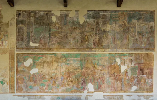 PISA, İtalya, 14 Mart 2016: İtalya 'nın Pisa kentindeki Camposanto Mezarlığı' nın duvarında yer alan bir resmin görüntüsü