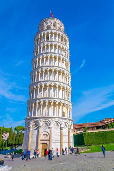 Pisa Itália Março 2016 Pessoas Estão Reunindo Sob Torre Inclinada — Fotografia de Stock