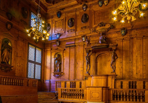 BOLOGNA, İtalya, 17 Mart 2016: İtalyan şehri Bolonya 'da anatomi öğrencilerinin anatomi derslerini verdikleri teatro anatomisinin bir konferans salonuna bakınız.