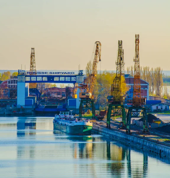 Ruse Bulgaria March 2015 Big Industrial Harbor River Coastof Danube Royalty Free Stock Photos