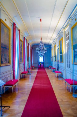 MUNICH, GERMANY, AUGUST 20, 2015: inside nymphenburg castle in Munich, Germany. It owes its foundation as a summer residence to the birth of the heir to the throne, Max Emanuel, born in 1662.