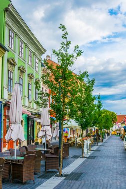 SOPRON, HUNGARY, 17 Haziran 2016: Macaristan 'ın Sopron kentinin tarihi merkezini çevreleyen Varkerulet ana bulvarının manzarası.