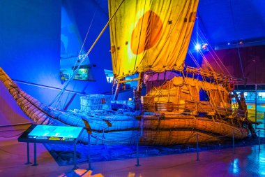 OSLO, NORway, 24 AĞUSTOS 2016: Oslo, Norveç 'teki Kon Tiki müzesinin içi