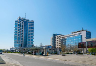 OLOMOUC, CZECH REPUBLIC, APRIL 16, 2016: Square in front of the main train and bus station in the czech city Olomouc.