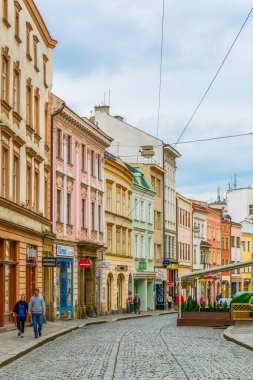 OLOMOUC, CZECH REPUBLIC, APRIL 16, 2016: View of a street in the center of the czech city Olomouc.