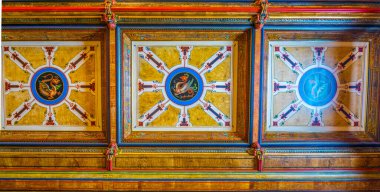 WARSAW, POLAND, AUGUST 13, 2016: view of a decorative ceiling of the wilanow palace in Warsaw, Poland.