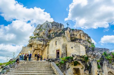 MATERA, ITALY, APRIL 27, 2014: Matera, İtalya 'daki Madonna de Idris Kilisesi.