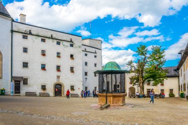 SALZBURG, AUSTRIA, JULY 3, 2016: View of the main courtyard of the hohensalzburg castle in Austria.