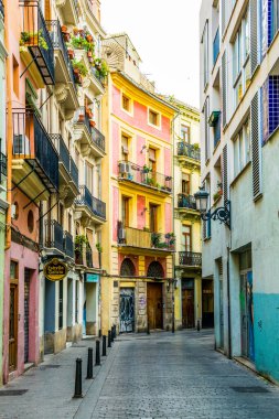 VALENCIA, SPAIN, DECEMBER 30, 2015: view of a narrow street situated in the historical centre of spanish city Valencia