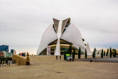 VALENCIA, İspanya, 31 Aralık 2015: İspanya 'nın Valencia kentindeki Palau de les arts reina sofia konser salonunun manzarası