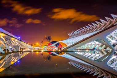 VALENCIA, İspanya, 31 Aralık 2015: İspanya Valencia 'da Hemisferic ile birlikte Palau de les arts reina sofia konser salonunun manzarası