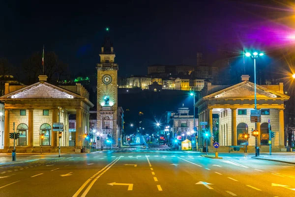 Bergamo Italy March 2016 Night View Porta Nuova Upper City — ストック写真