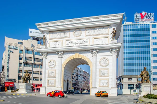 Skopje Macedonia Febrero 2015 Detalle Puerta Macedonia Skopje Que Uno — Foto de Stock