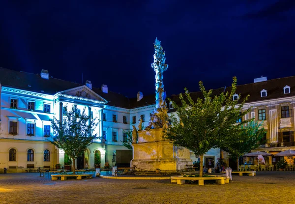 Sopron Hungary June 2016 Night View Illuminated Ter Main Square — Stock Photo, Image
