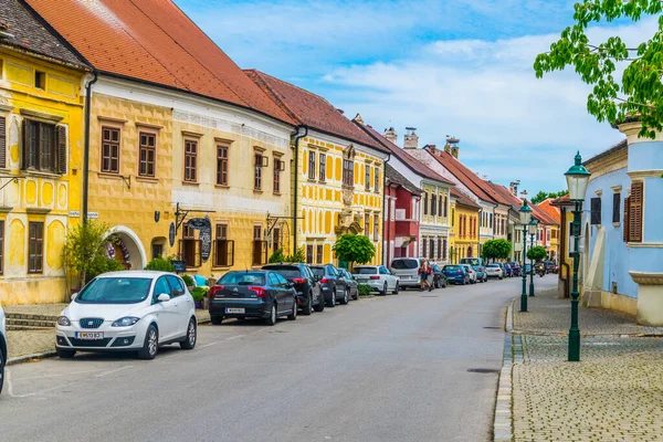Pas, AUSTRIA, HAZİRAN 18 Haziran 2016: Avusturya 'nın Pas şehrini görmek Şarabı ve yuva kuran leylekleriyle meşhurdur.